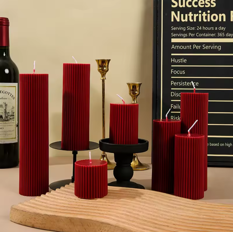 French Retro Burgundy Soy Wax Candle | Home Candlestick Decoration Scented